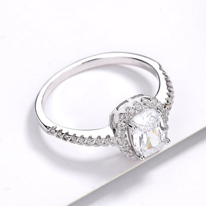 Classical Rectangle Diamond Ring