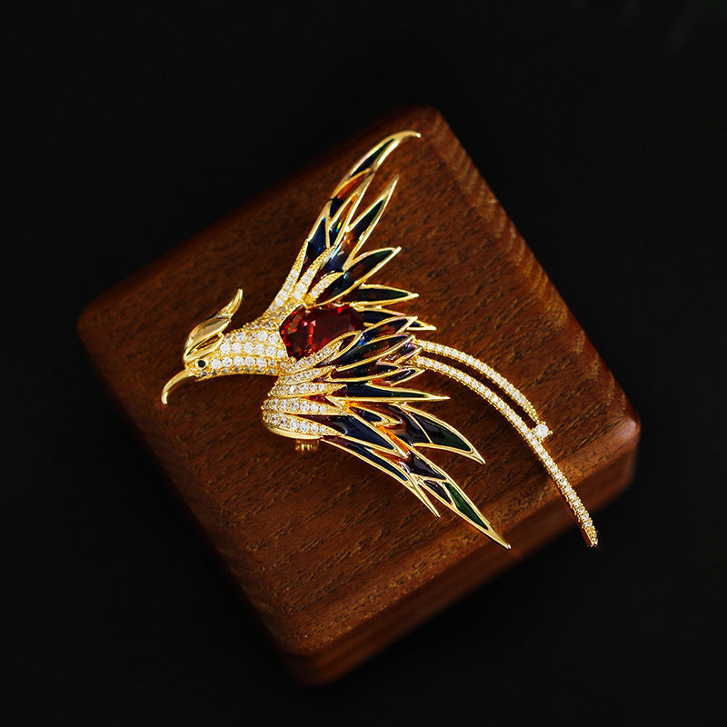 Colorful Rhinestone Phoenix Bird Brooch