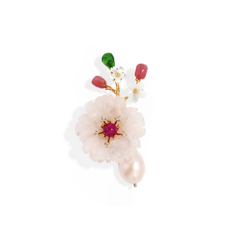 Brooch - Pink Bouquet Hibiscus Flower