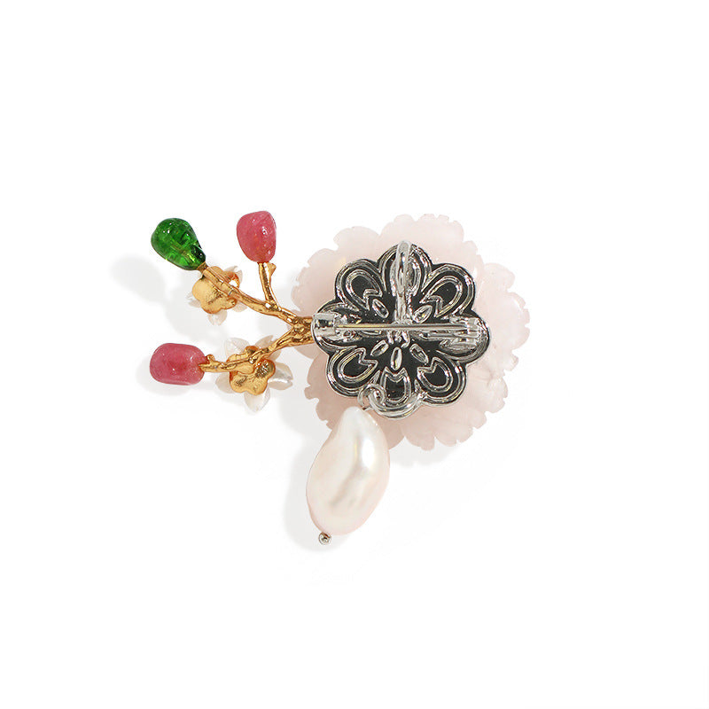 Brooch - Pink Bouquet Hibiscus Flower