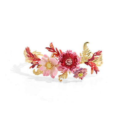 Exotic Orchids and Multicolor Stones Bange Bracelet