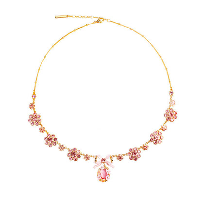 Pink Topaz Diamond Necklace 