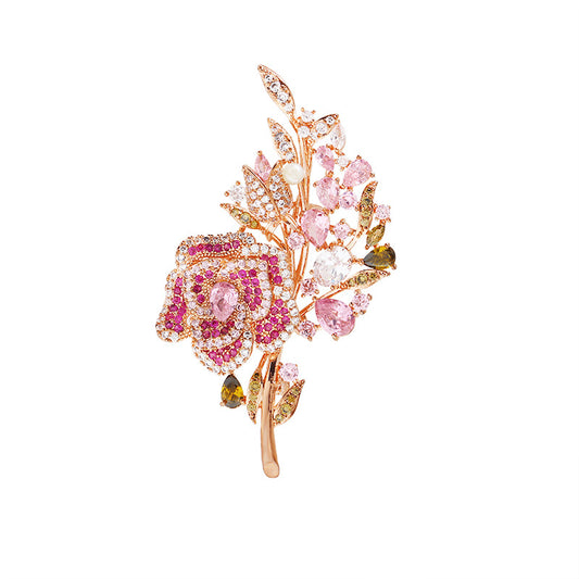 Zircon Rose Brooch