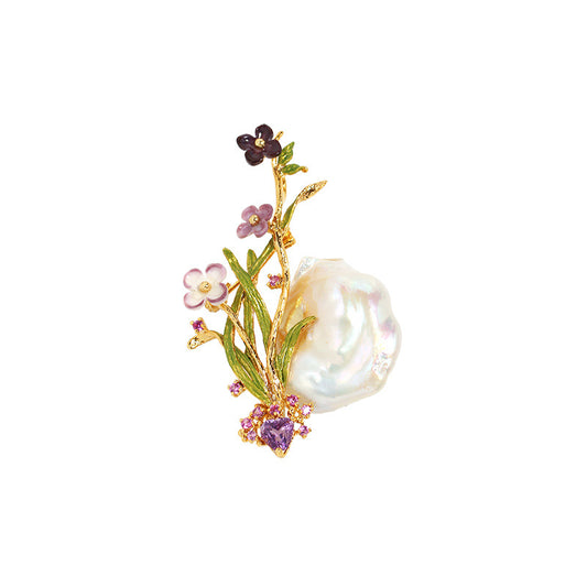 Amethyst & Orchid Brooch