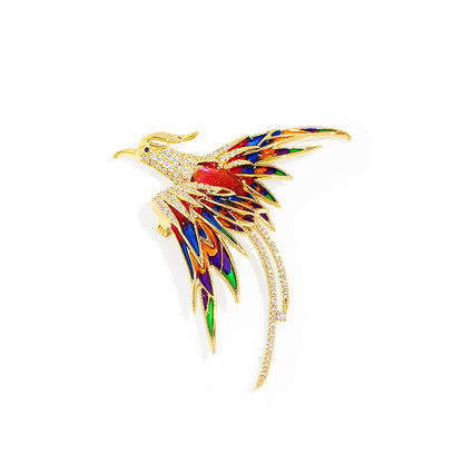 Colorful Rhinestone Phoenix Bird Brooch