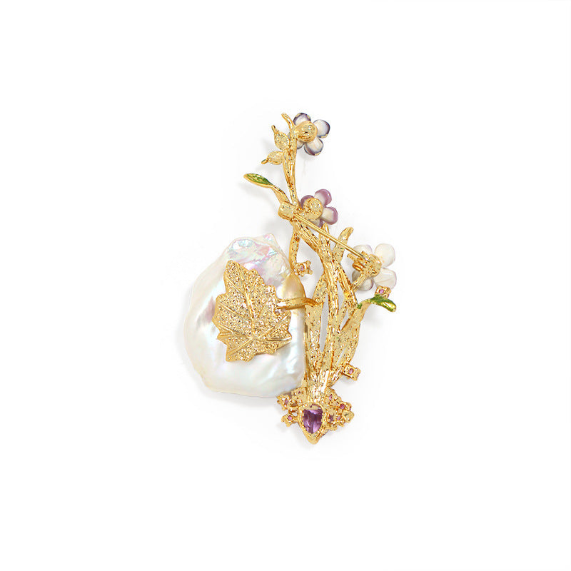 Amethyst & Orchid Brooch