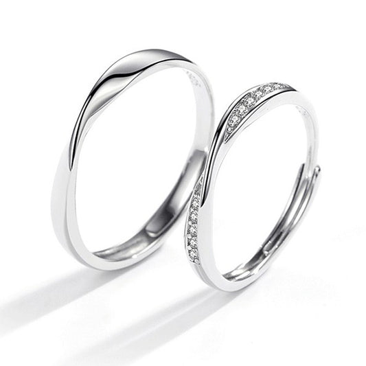 Adjustable Sterling Silver Couple Rings