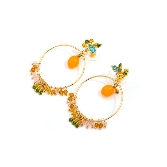 Orange Blossom Baroque Style Stud Earrings