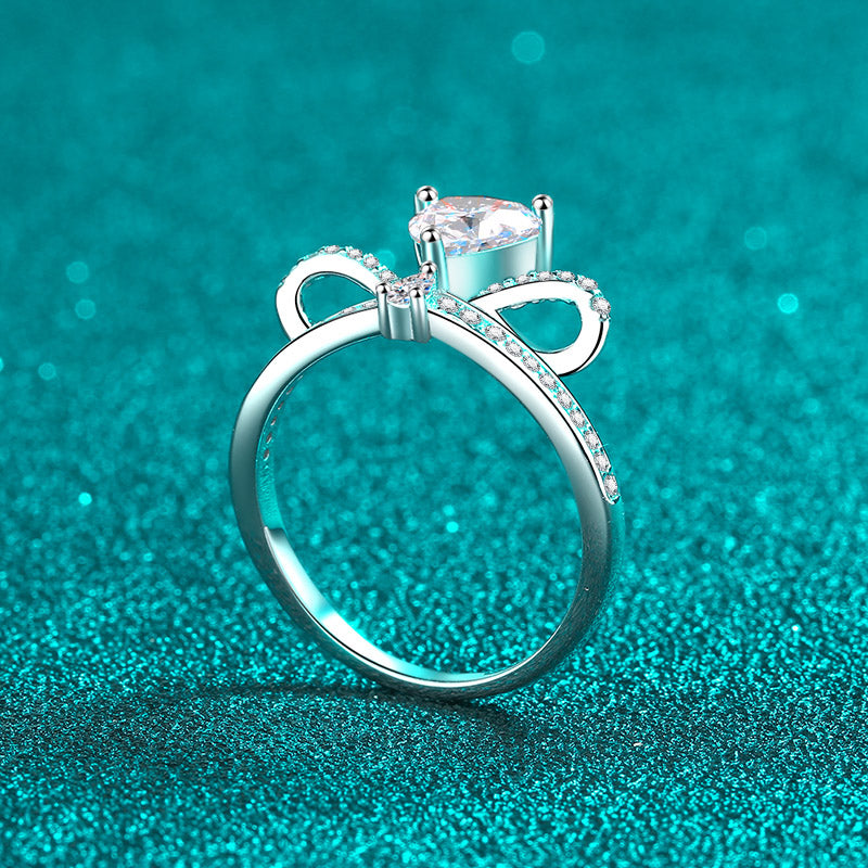 Bow Design Engagement Ring with Round Cubic