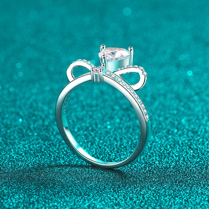 Bow Design Engagement Ring with Round Cubic