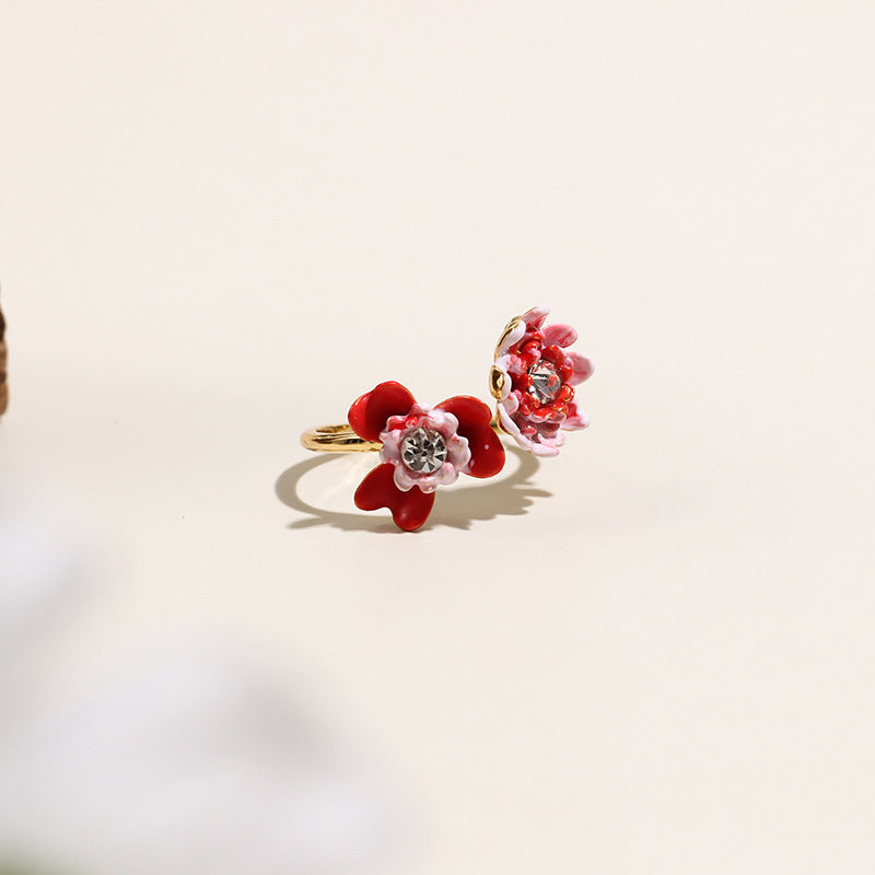 Anemone and Gerbera Adjustable Ring