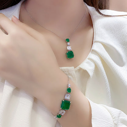 White Gold Emerald and Diamond Jewelry