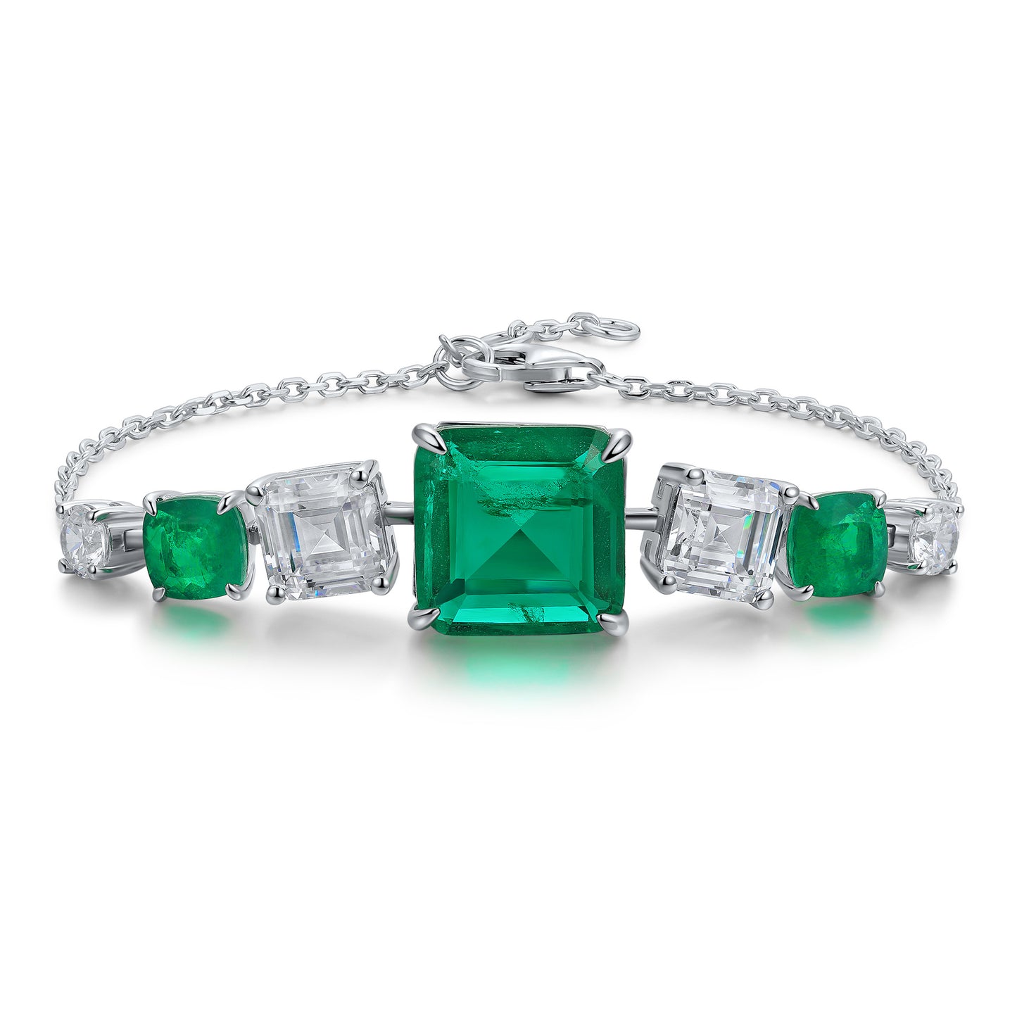 White Gold Emerald and Diamond Jewelry