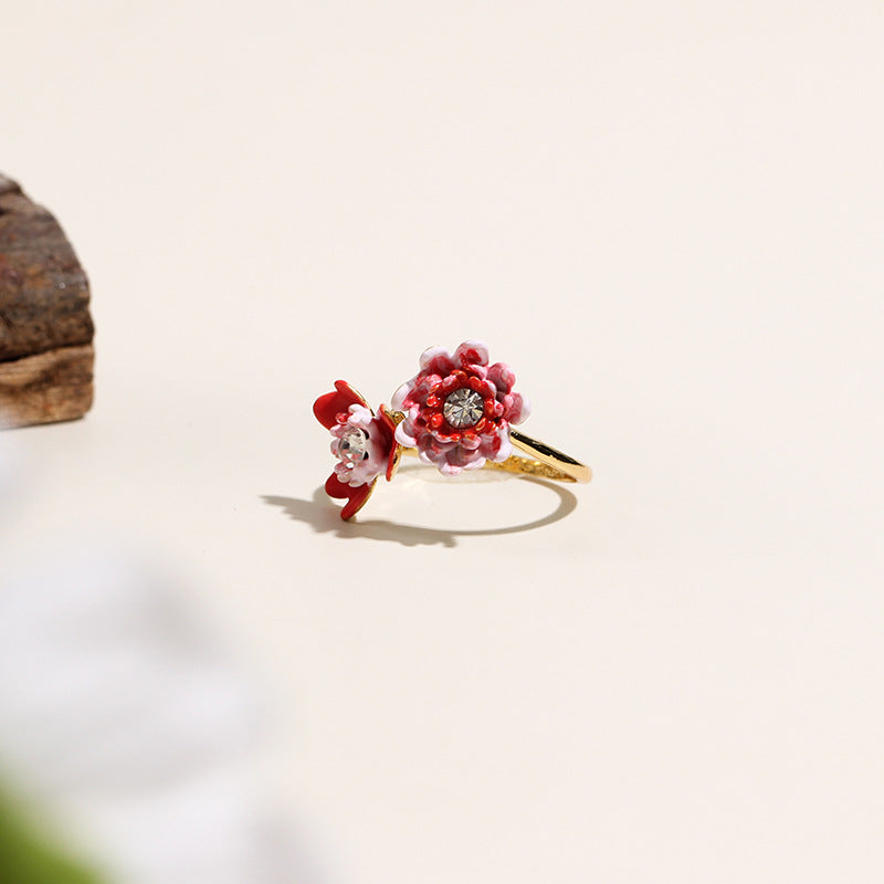 Anemone and Gerbera Adjustable Ring