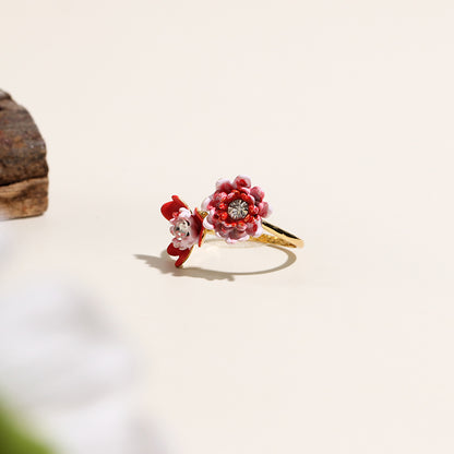 Anemone and Gerbera Adjustable Ring