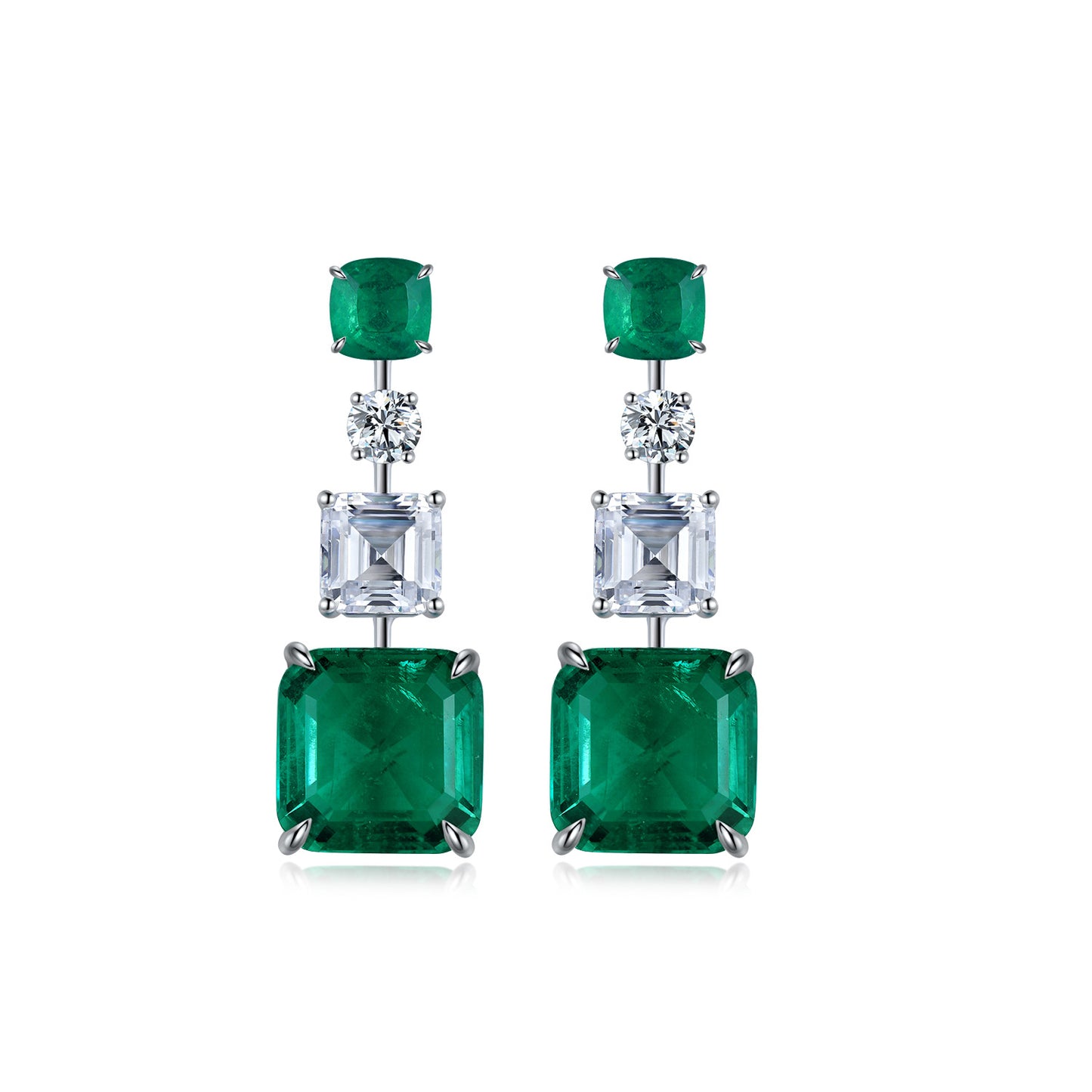 White Gold Emerald and Diamond Jewelry