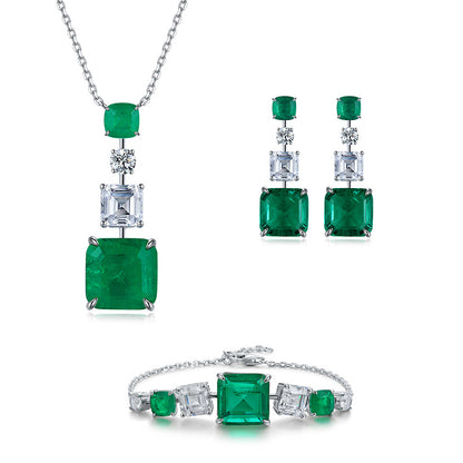 White Gold Emerald and Diamond Jewelry