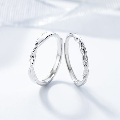 Full Eternity Twisted Wedding Couple Ring