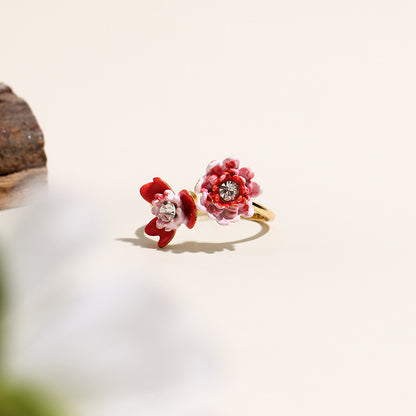 Anemone and Gerbera Adjustable Ring