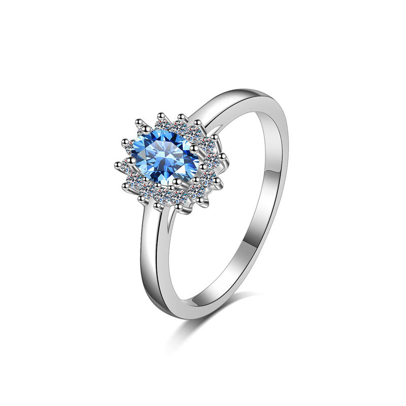 Blue Topaz Ring Sterling Silver Round Shape